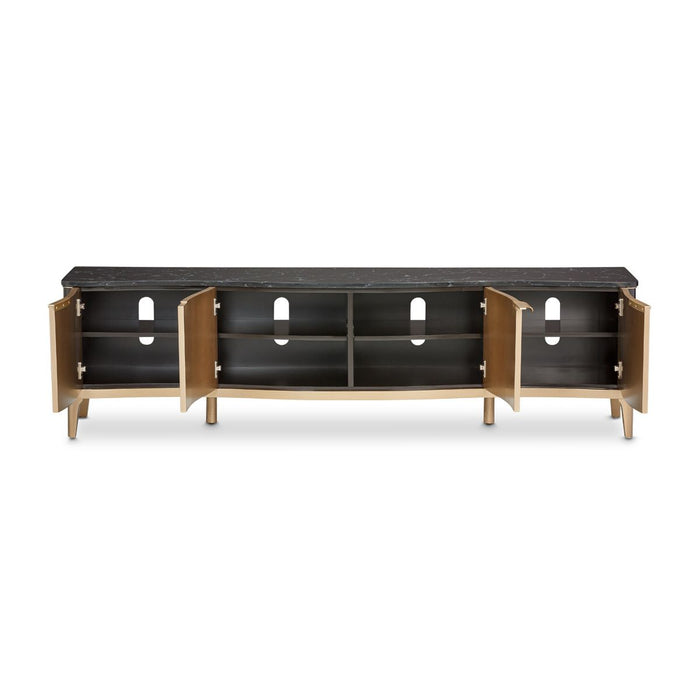AICO Malibu Crest TV Console in Crotch Mahogany - Bargain Furniture (Detroit, MI)