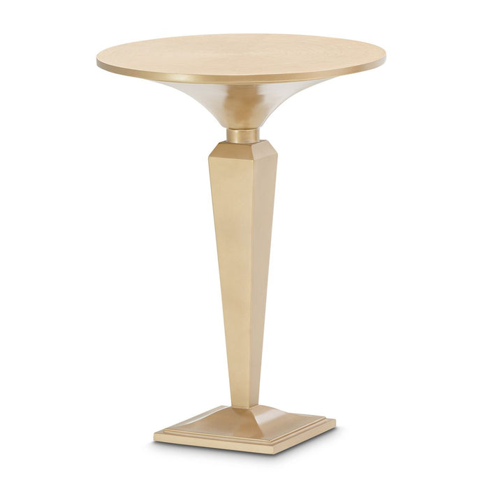 AICO Malibu Crest Round Pedestal Tea Table in Crotch Mahogany - Bargain Furniture (Detroit, MI)
