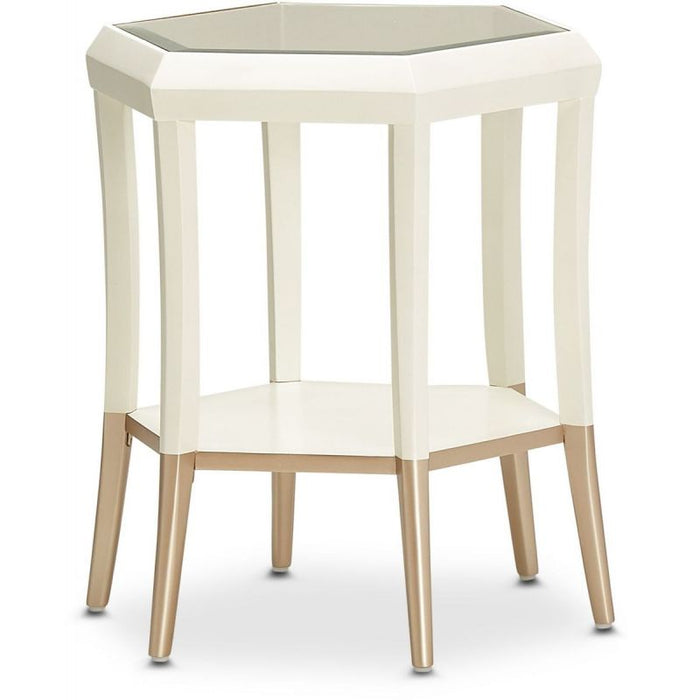 AICO La Rachelle Hexagon Accent Table in Medium Champagne - Bargain Furniture (Detroit, MI)