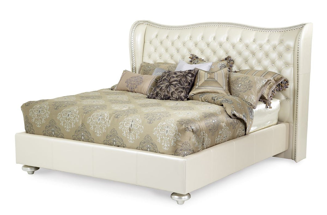 AICO Hollywood Swank Cal King Upholstered Platform Bed in Pearl - Bargain Furniture (Detroit, MI)