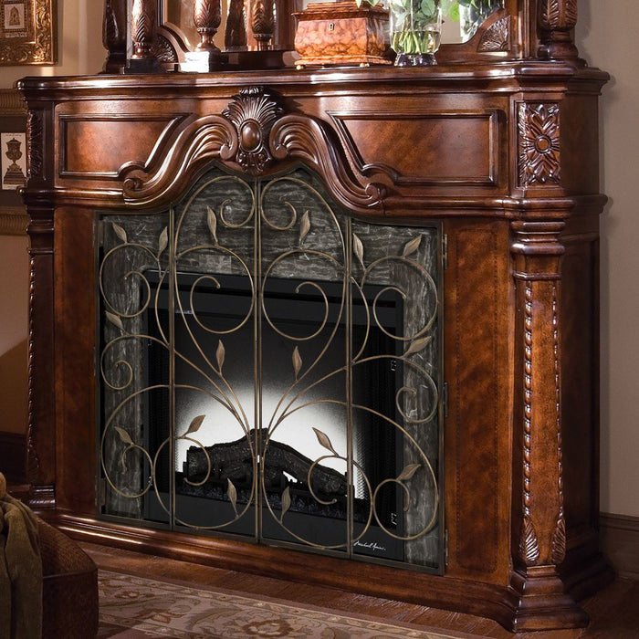 AICO Windsor Court Fireplace without Insert in Vintage Fruitwood - Bargain Furniture (Detroit, MI)