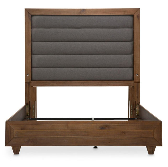 AICO Brooklyn Walk Queen Channel Tufted Panel Bed in Burnt Umber - Bargain Furniture (Detroit, MI)