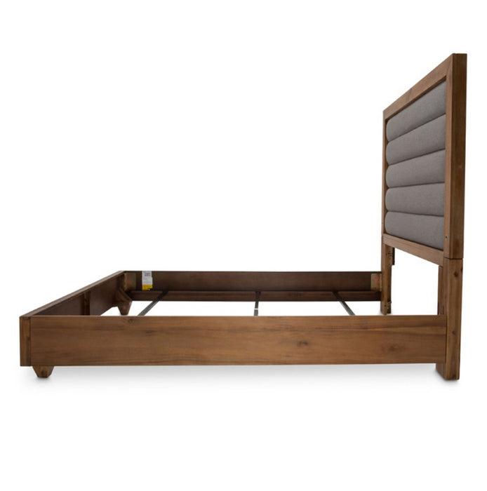 AICO Brooklyn Walk Queen Channel Tufted Panel Bed in Burnt Umber - Bargain Furniture (Detroit, MI)
