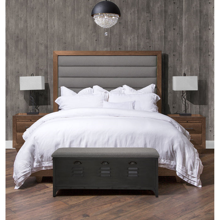 AICO Brooklyn Walk King Channel Tufted Panel Bed in Burnt Umber - Bargain Furniture (Detroit, MI)