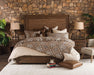 Aico Carrollton Queen Panel Bed with Fabric Insert in Rustic Ranch - Bargain Furniture (Detroit, MI)