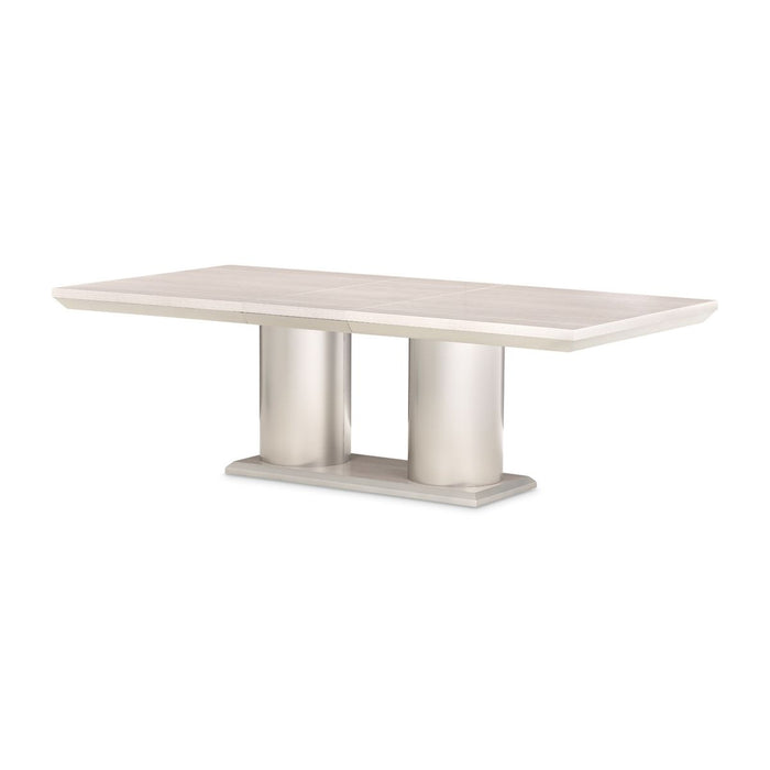 AICO Marin Double Pedestal Table in Greige - Bargain Furniture (Detroit, MI)