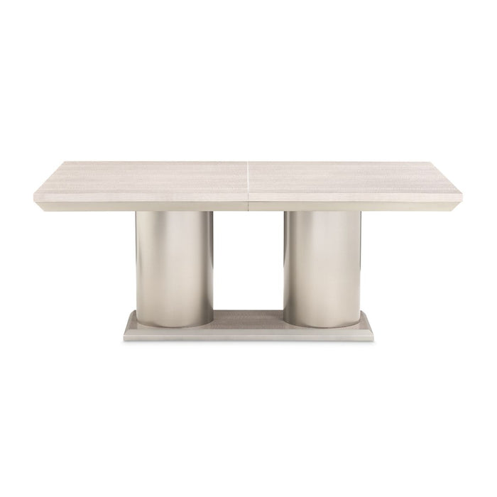 AICO Marin Double Pedestal Table in Greige - Bargain Furniture (Detroit, MI)