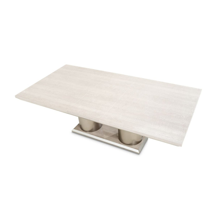 AICO Marin Double Pedestal Table in Greige - Bargain Furniture (Detroit, MI)