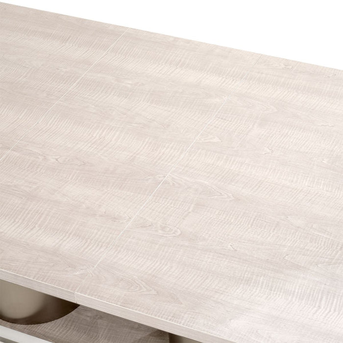AICO Marin Double Pedestal Table in Greige - Bargain Furniture (Detroit, MI)
