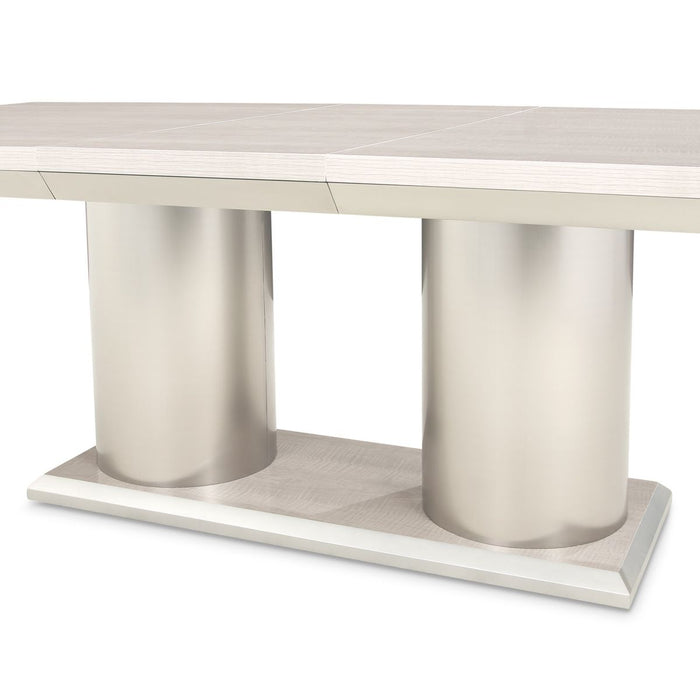 AICO Marin Double Pedestal Table in Greige - Bargain Furniture (Detroit, MI)