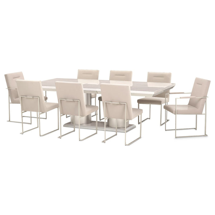 AICO Marin Double Pedestal Table in Greige - Bargain Furniture (Detroit, MI)
