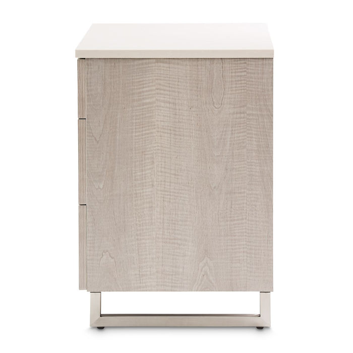 AICO Marin Nightstand in Greige - Bargain Furniture (Detroit, MI)