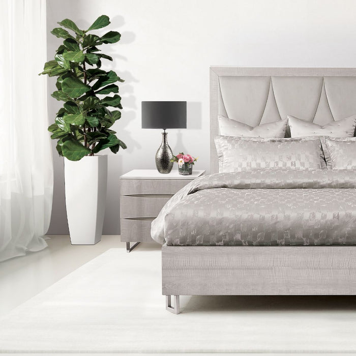 AICO Marin Nightstand in Greige - Bargain Furniture (Detroit, MI)