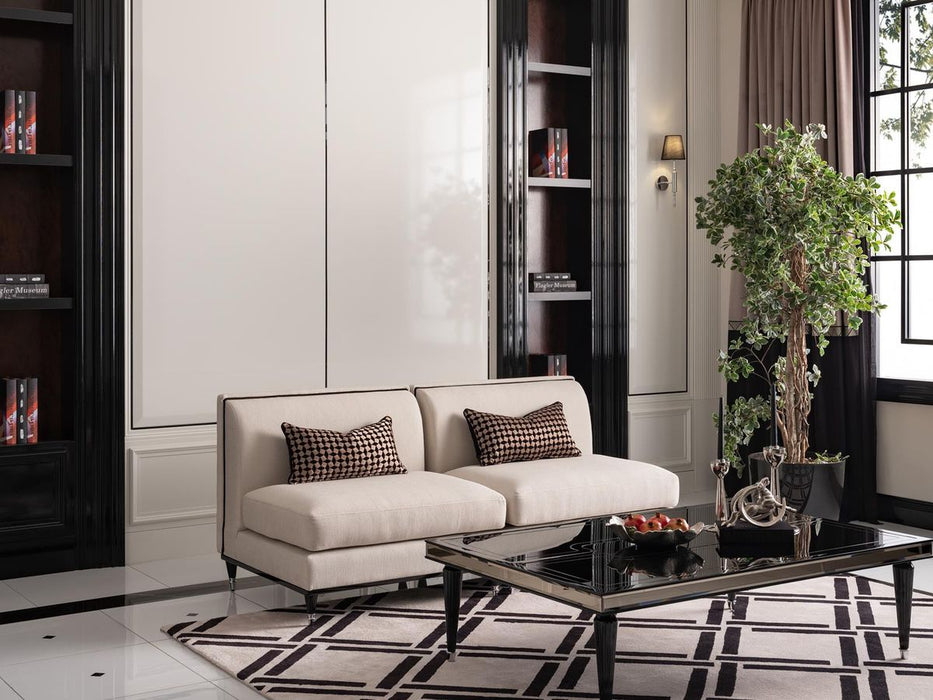 AICO La Francaise Armless Chair in Cafe/Black - Bargain Furniture (Detroit, MI)