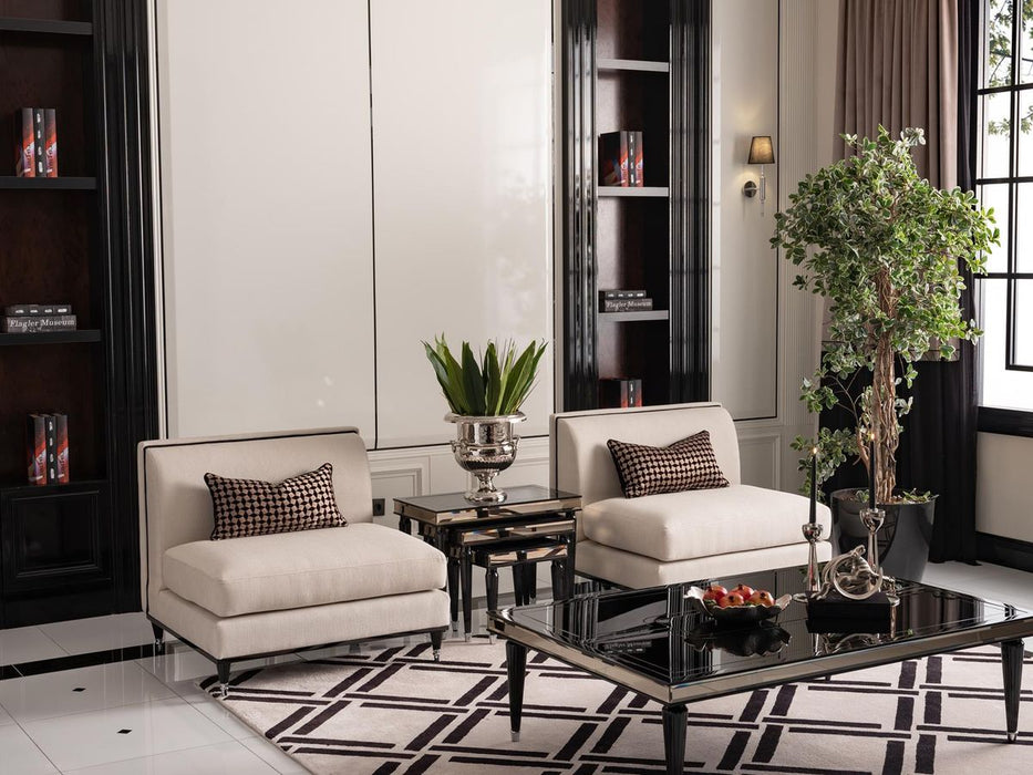 AICO La Francaise Armless Chair in Cafe/Black - Bargain Furniture (Detroit, MI)