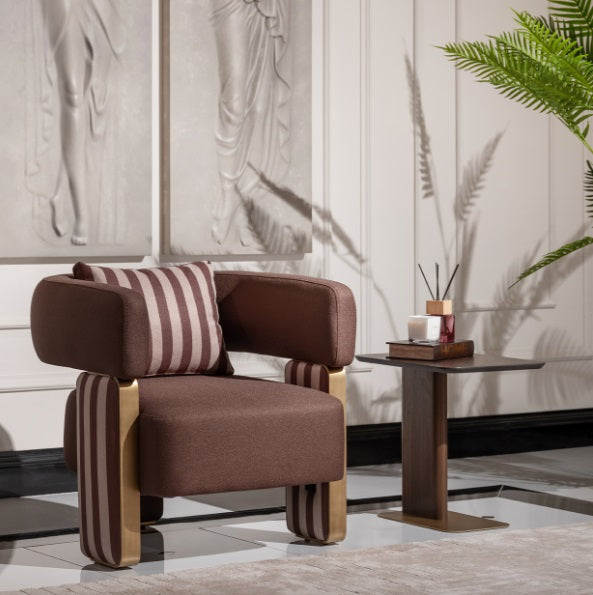 AICO Furniture Amora Chair Brown in Eggshell Walnut - Bargain Furniture (Detroit, MI)