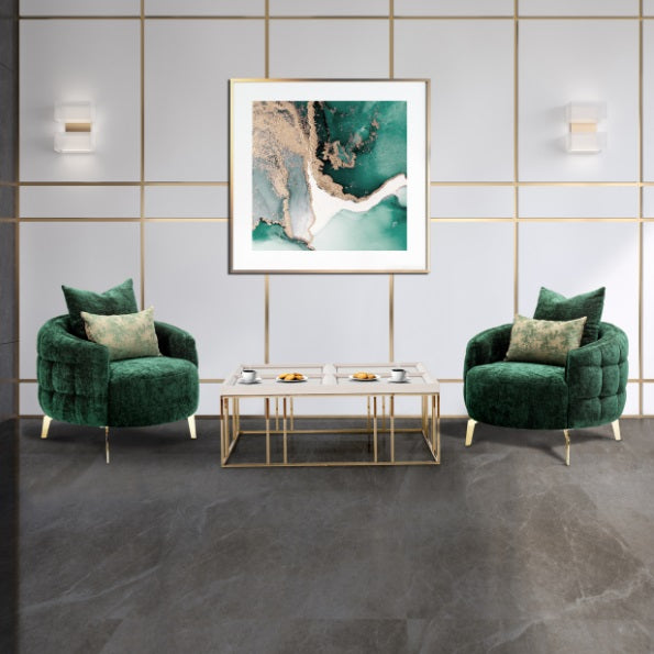 AICO Furniture Celine Chair in Emerald/Gold - Bargain Furniture (Detroit, MI)