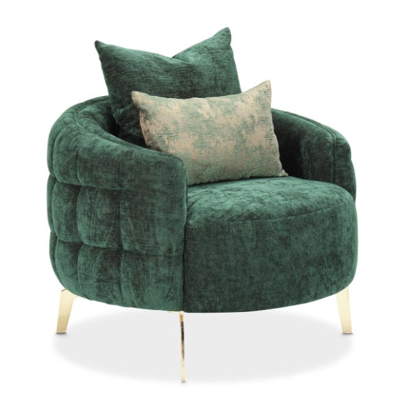 AICO Furniture Celine Chair in Emerald/Gold - Bargain Furniture (Detroit, MI)