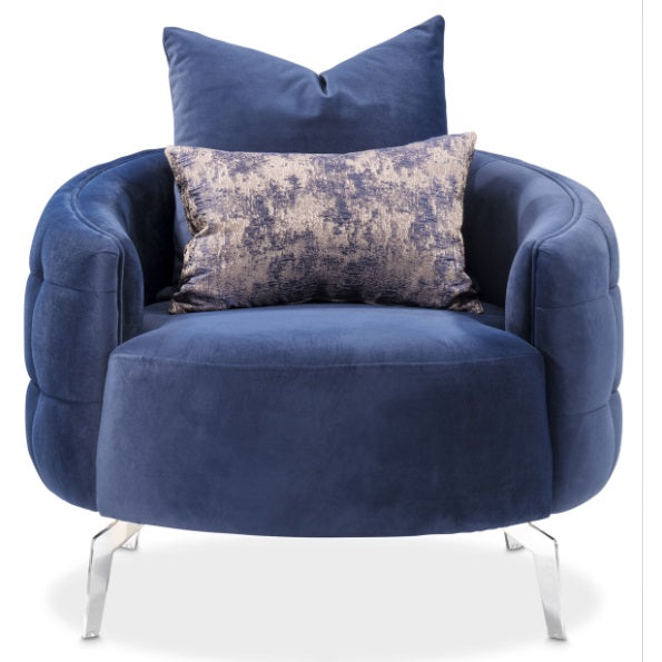 AICO Furniture Celine Chair in Indigo/Silver - Bargain Furniture (Detroit, MI)