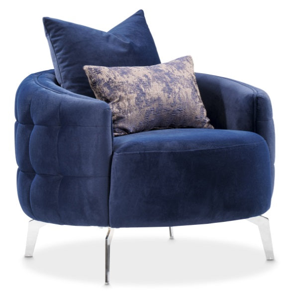 AICO Furniture Celine Chair in Indigo/Silver - Bargain Furniture (Detroit, MI)