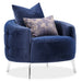 AICO Furniture Celine Chair in Indigo/Silver - Bargain Furniture (Detroit, MI)