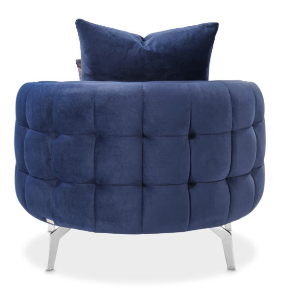 AICO Furniture Celine Chair in Indigo/Silver - Bargain Furniture (Detroit, MI)