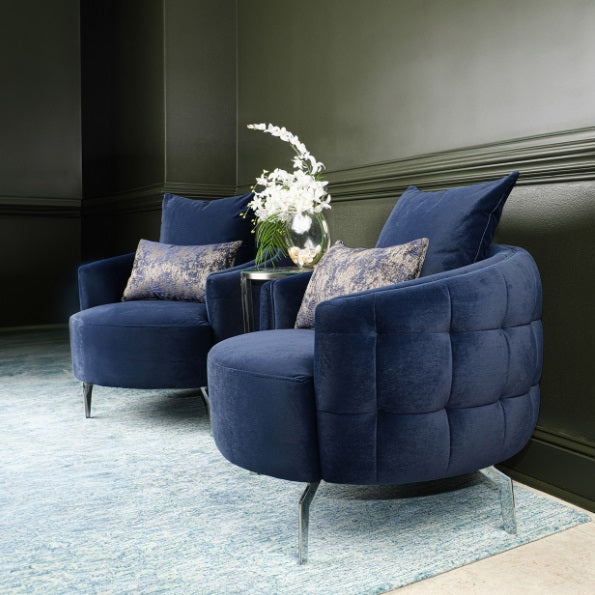 AICO Furniture Celine Chair in Indigo/Silver - Bargain Furniture (Detroit, MI)