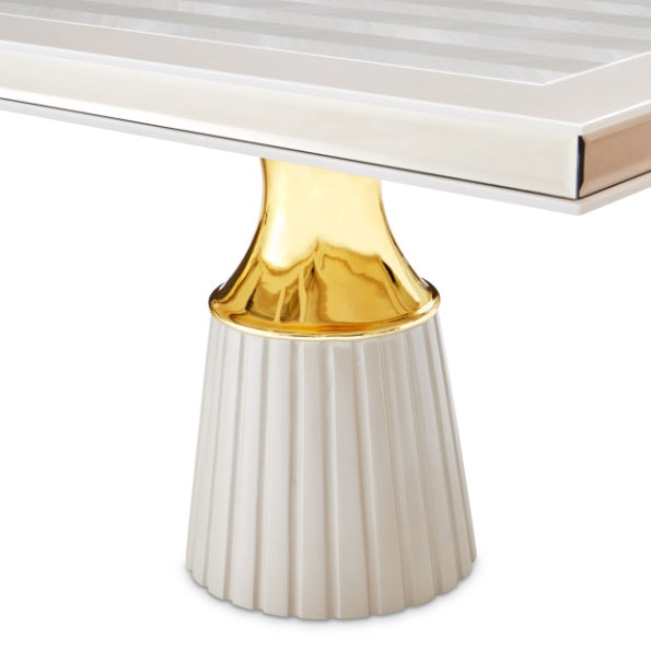 AICO Furniture Carmela Rectangular Dining Table in Shimmer Ivory - Bargain Furniture (Detroit, MI)