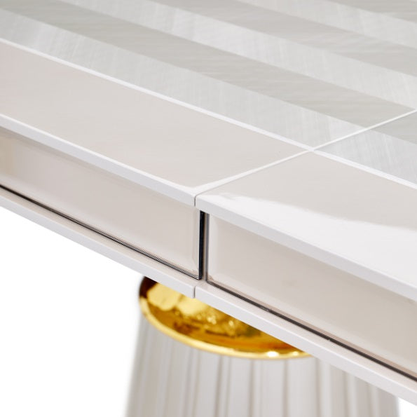 AICO Furniture Carmela Rectangular Dining Table in Shimmer Ivory - Bargain Furniture (Detroit, MI)