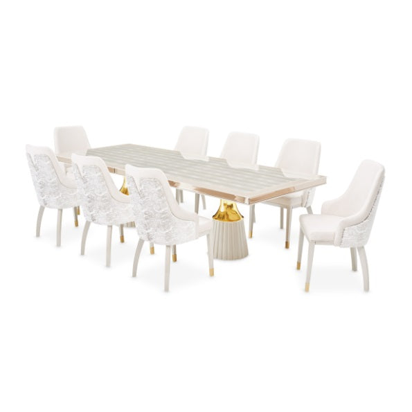 AICO Furniture Carmela Rectangular Dining Table in Shimmer Ivory - Bargain Furniture (Detroit, MI)