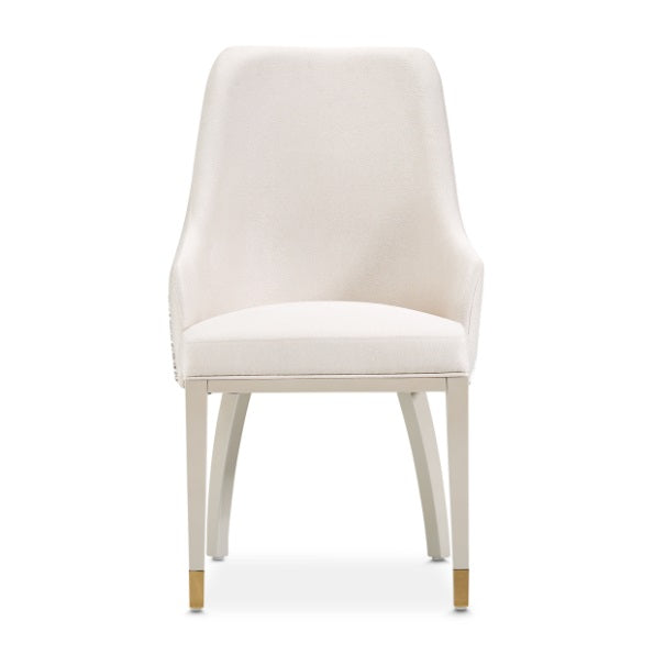 AICO Furniture Carmela Dining Arm Chair (Set of 2) in Shimmer Ivory - Bargain Furniture (Detroit, MI)