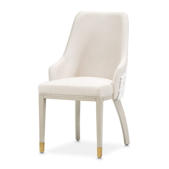 AICO Furniture Carmela Dining Arm Chair (Set of 2) in Shimmer Ivory - Bargain Furniture (Detroit, MI)