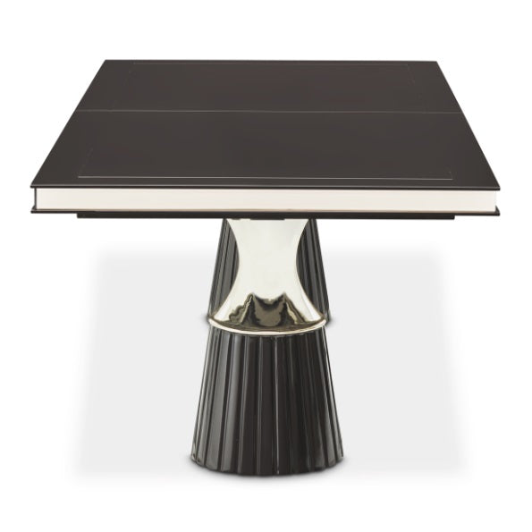 AICO Furniture Carmela Pedestal Dining Table in Glossy Charcoal Sand - Bargain Furniture (Detroit, MI)