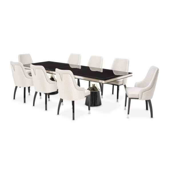 AICO Furniture Carmela Dining Arm Chair (Set of 2) in Glossy Charcoal Sand - Bargain Furniture (Detroit, MI)