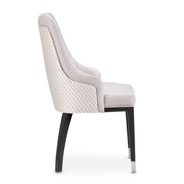 AICO Furniture Carmela Dining Arm Chair (Set of 2) in Glossy Charcoal Sand - Bargain Furniture (Detroit, MI)
