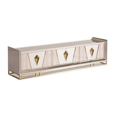 AICO Carmela Media Cabinet in Shimmer Ivory - Bargain Furniture (Detroit, MI)