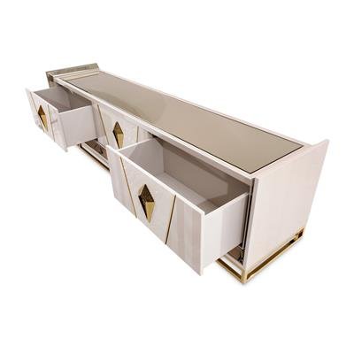 AICO Carmela Media Cabinet in Shimmer Ivory - Bargain Furniture (Detroit, MI)