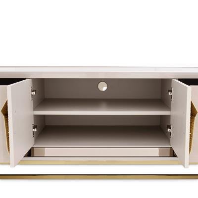 AICO Carmela Media Cabinet in Shimmer Ivory - Bargain Furniture (Detroit, MI)