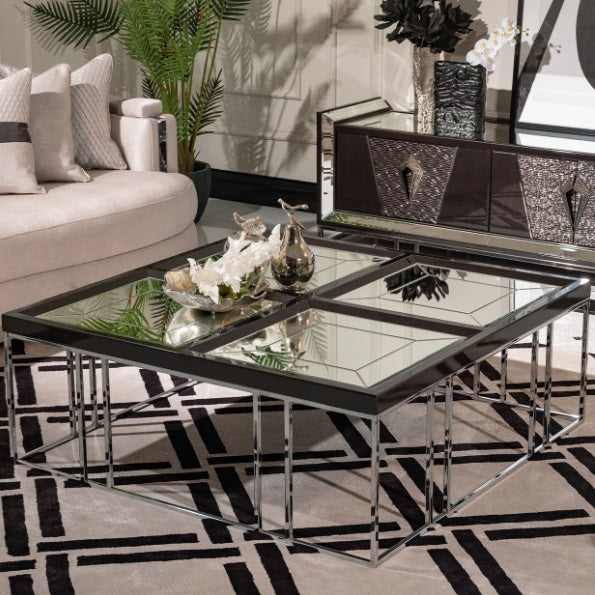 AICO Furniture Carmela Cocktail Table in Glossy Charcoal Sand - Bargain Furniture (Detroit, MI)