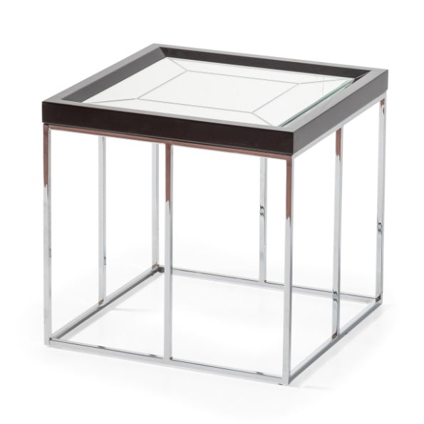AICO Furniture Carmela End Table in Glossy Charcoal Sand - Bargain Furniture (Detroit, MI)