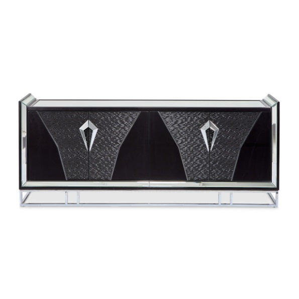 AICO Furniture Carmela Console Table in Glossy Charcoal Sand - Bargain Furniture (Detroit, MI)