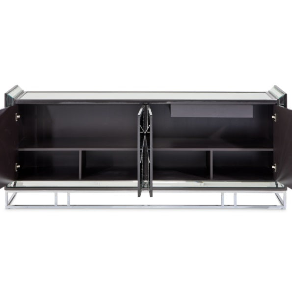 AICO Furniture Carmela Console Table in Glossy Charcoal Sand - Bargain Furniture (Detroit, MI)