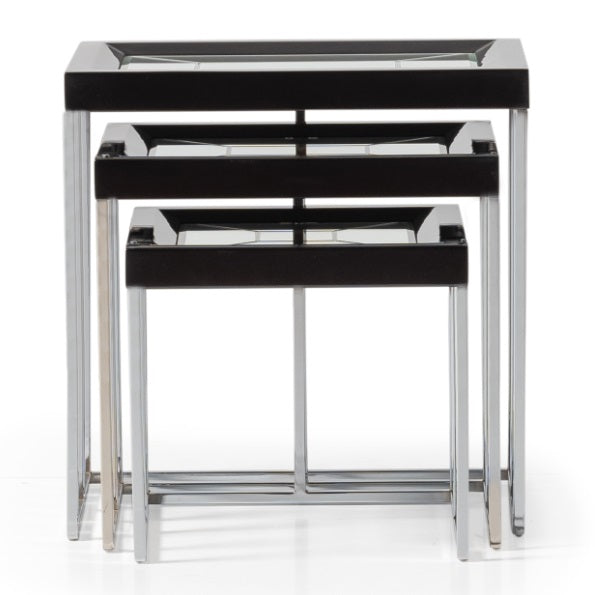 AICO Furniture Carmela Nesting Tables in Glossy Charcoal Sand - Bargain Furniture (Detroit, MI)