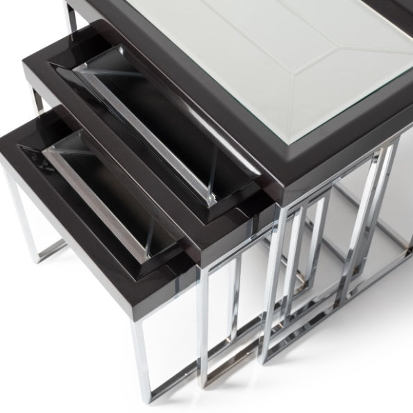 AICO Furniture Carmela Nesting Tables in Glossy Charcoal Sand - Bargain Furniture (Detroit, MI)