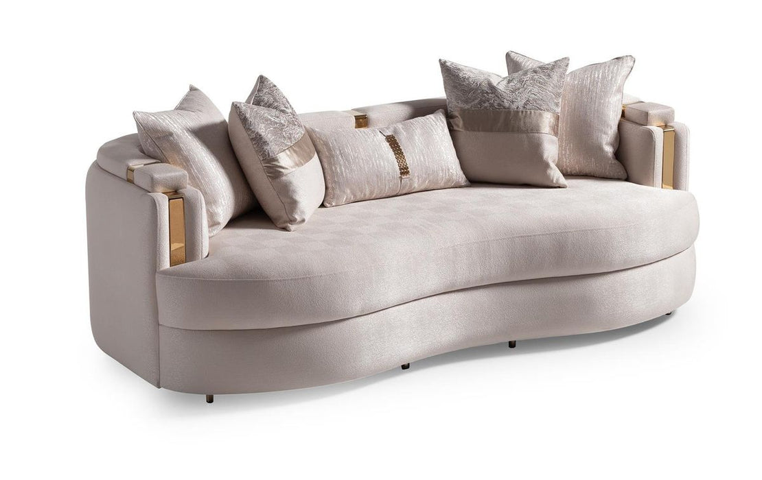 AICO Carmela Sofa Almond in Shimmer Ivory - Bargain Furniture (Detroit, MI)