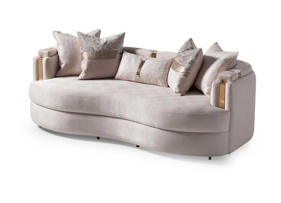 AICO Carmela Sofa Almond in Shimmer Ivory - Bargain Furniture (Detroit, MI)