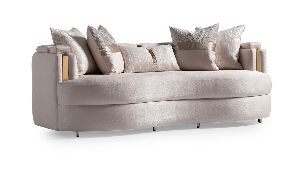 AICO Carmela Sofa Almond in Shimmer Ivory - Bargain Furniture (Detroit, MI)