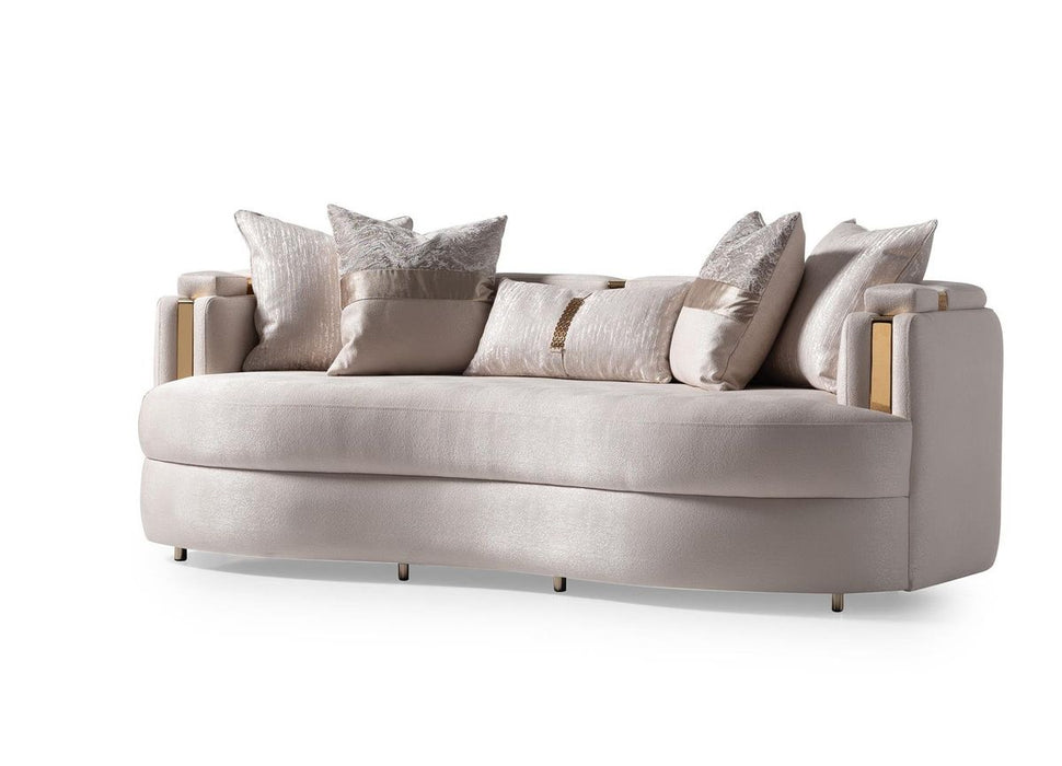 AICO Carmela Sofa Almond in Shimmer Ivory - Bargain Furniture (Detroit, MI)