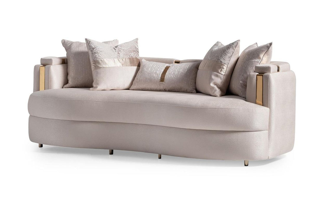 AICO Carmela Sofa Almond in Shimmer Ivory - Bargain Furniture (Detroit, MI)