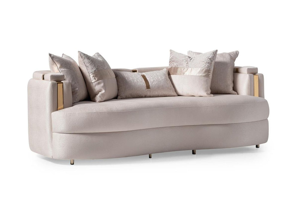 AICO Carmela Sofa Almond in Shimmer Ivory - Bargain Furniture (Detroit, MI)
